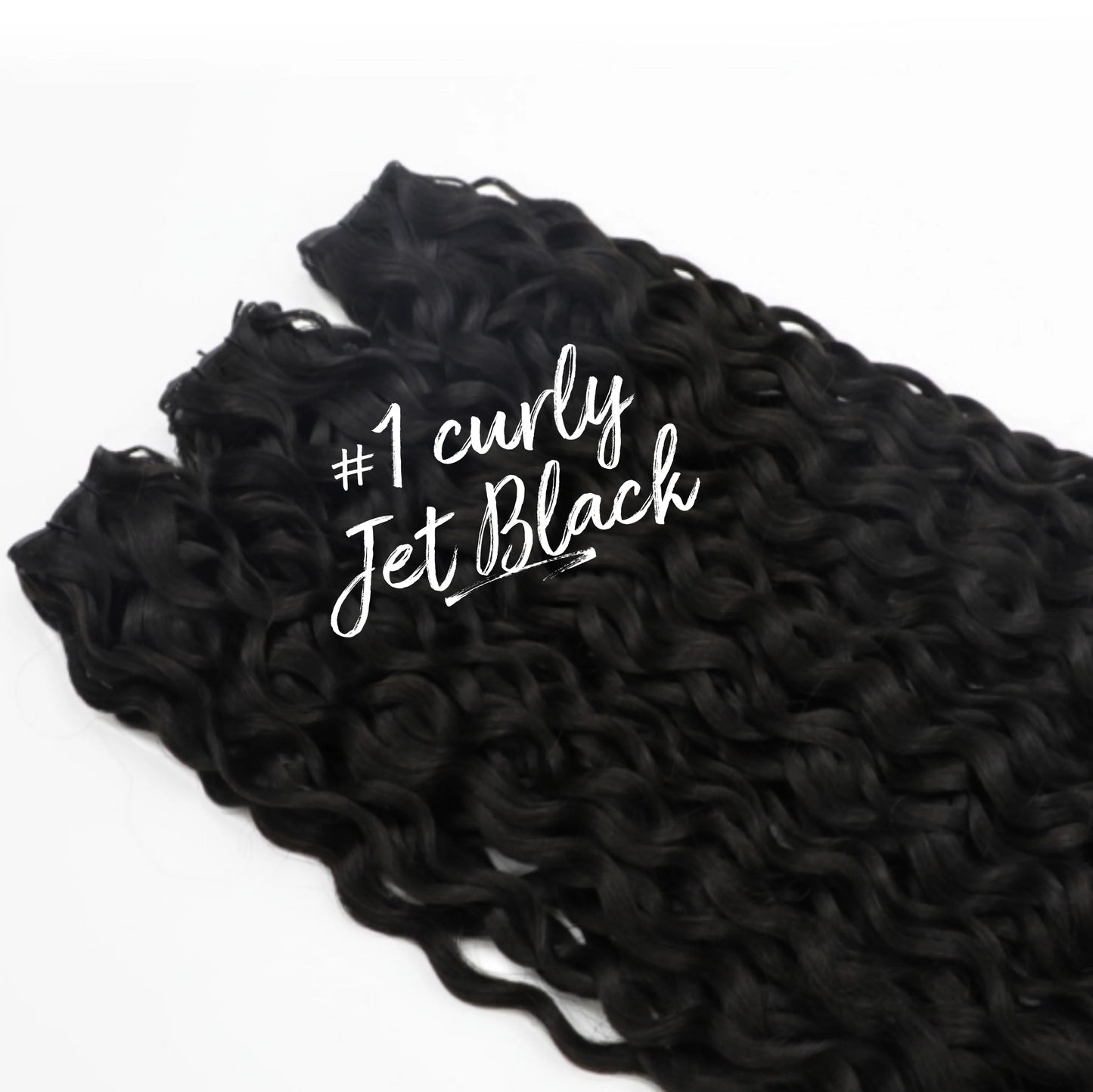 #1 Curly Jet Black Genius Weft 20" KmXtend Hair Extensions