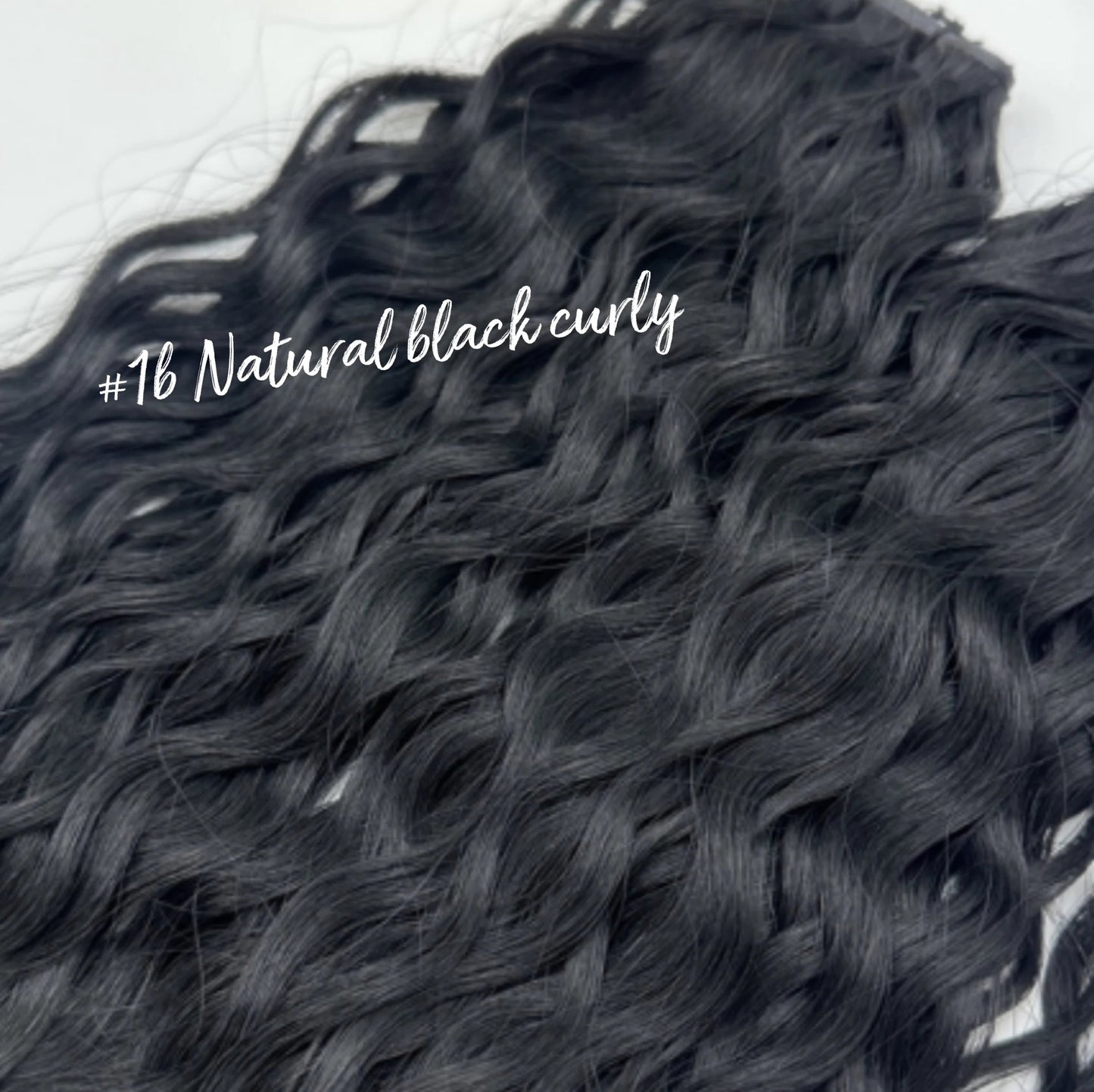 #1B Genius Weft Curly 22" KmXtend Hair Extensions