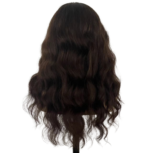 18" Brown Color #3 Loose Body Wave Front Lace Wig Remy Double Drawn Human Hair