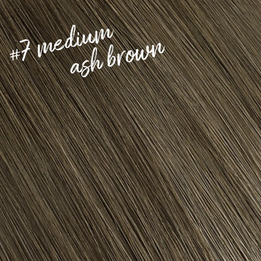 Medium Ash Brown Cuticle Aligned Remy Clip In Hair Extensions Color #7