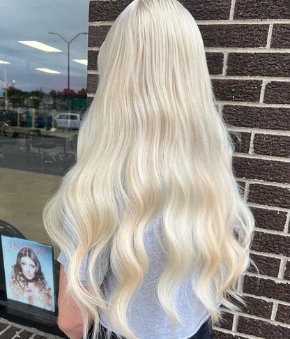 Platinum Blonde #60 Genius Weft KmXPRESS Fast Shipping KmXtend Hair Extensions